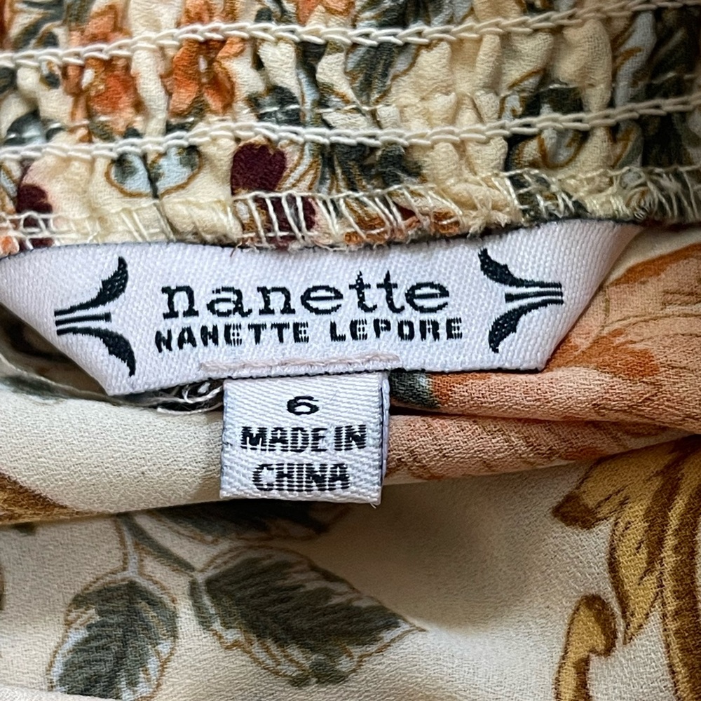 Whimsical Nanette Lepore Floral Smoked Sleeveless Mock Neck Dress - Picture 6 of 7